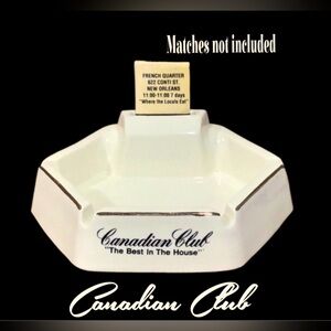 Vintage Canadian Club The Best in The House Cream Ashtray & Match Book Holder